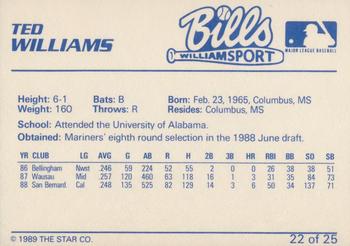 1989 Star Williamsport Bills #22 Ted Williams Back