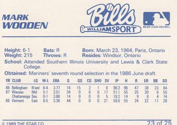 1989 Star Williamsport Bills #23 Mark Wooden Back