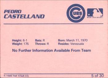 1989 Star Wytheville Cubs #5 Pedro Castellano Back
