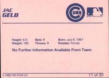1989 Star Wytheville Cubs #11 Jac Gelb Back