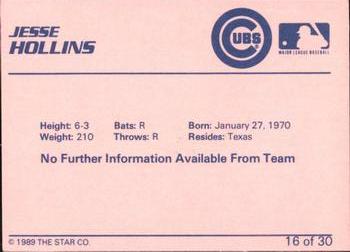 1989 Star Wytheville Cubs #16 Jessie Hollins Back