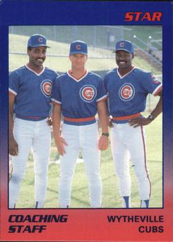 1989 Star Wytheville Cubs #29 Coaching Staff (Les Strode / Steve Roadcap / Julio Valdez) Front