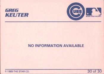 1989 Star Wytheville Cubs #30 Greg Keuter Back
