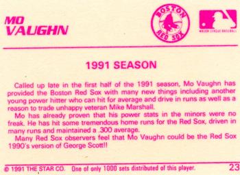 1991 Star The Future #23 Mo Vaughn Back