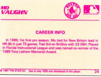 1991 Star The Future #24 Mo Vaughn Back