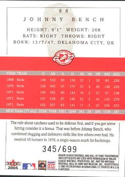 2005 Flair #86 Johnny Bench Back