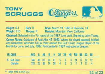 1988 Star Charlotte Rangers #22 Tony Scruggs Back