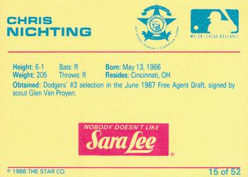 1988 Star Florida State League All-Stars #15 Chris Nichting Back