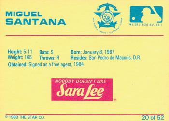 1988 Star Florida State League All-Stars #20 Miguel Santana Back
