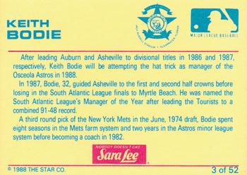 1988 Star Florida State League All-Stars #3 Keith Bodie Back