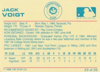 1988 Star Hagerstown Suns #23 Jack Voigt Back