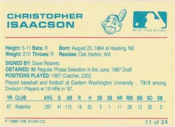 1988 Star Kinston Indians #11 Christopher Isaacson Back