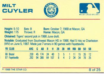 1988 Star Lakeland Tigers #8 Milt Cuyler Back