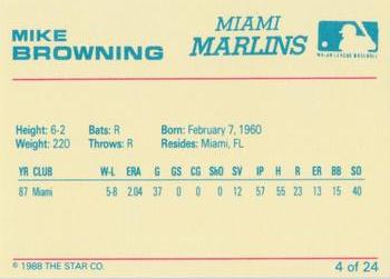 1988 Star Miami Marlins #4 Mike Browning Back