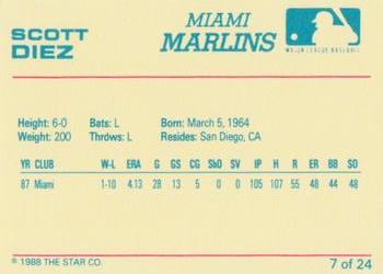 1988 Star Miami Marlins #7 Scott Diez Back