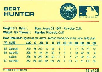 1988 Star Osceola Astros #16 Bert Hunter Back