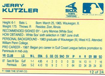 1988 Star Tampa Tarpons #12 Jerry Kutzler Back