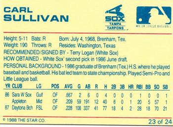 1988 Star Tampa Tarpons #23 Carl Sullivan Back