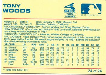 1988 Star Tampa Tarpons #24 Tony Woods Back