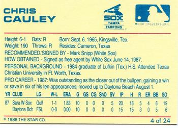 1988 Star Tampa Tarpons #4 Chris Cauley Back