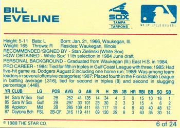 1988 Star Tampa Tarpons #6 Bill Eveline Back