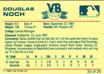 1988 Star Vero Beach Dodgers #20 Douglas Noch Back