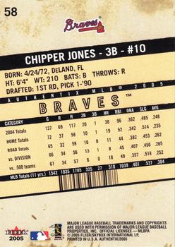 2005 Fleer Authentix #58 Chipper Jones Back