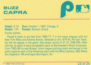 1988 Star Spartanburg Phillies - Blue #23 Buzz Capra Back