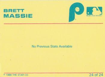1988 Star Spartanburg Phillies - Blue #24 Brett Massie Back