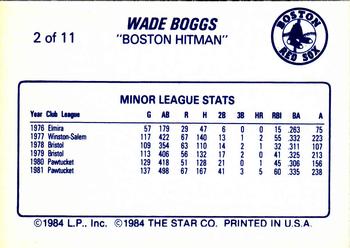 1988 Star Wade Boggs #2 Wade Boggs Back