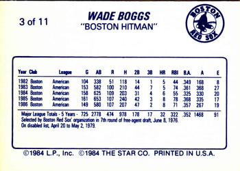 1988 Star Wade Boggs #3 Wade Boggs Back