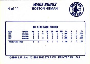 1988 Star Wade Boggs #4 Wade Boggs Back