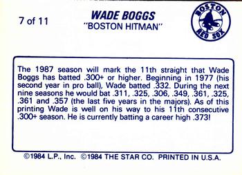 1988 Star Wade Boggs #7 Wade Boggs Back