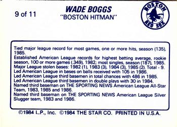1988 Star Wade Boggs #9 Wade Boggs Back