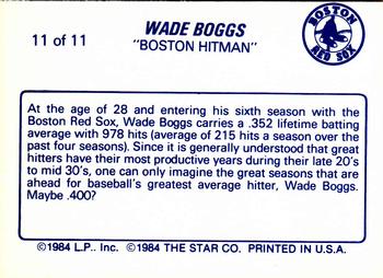1988 Star Wade Boggs #11 Wade Boggs Back