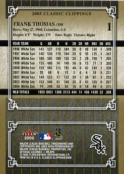 2005 Fleer Classic Clippings #1 Frank Thomas Back