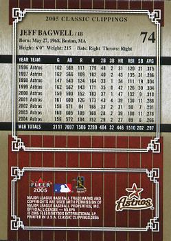 2005 Fleer Classic Clippings #74 Jeff Bagwell Back