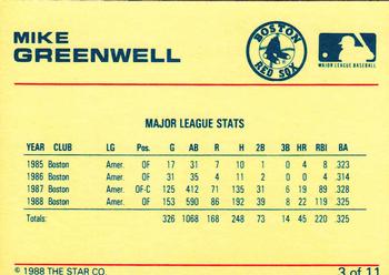 1989 Star Mike Greenwell Red #3 Mike Greenwell Back