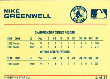 1989 Star Mike Greenwell Red #4 Mike Greenwell  Back