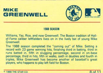 1989 Star Mike Greenwell Red #8 Mike Greenwell  Back