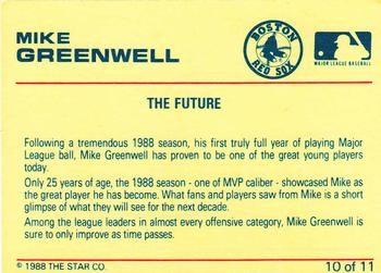 1989 Star Mike Greenwell Red #10 Mike Greenwell  Back