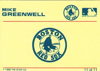 1989 Star Mike Greenwell Red #11 Mike Greenwell  Back