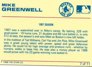 1989 Star Mike Greenwell Red #7 Mike Greenwell Back