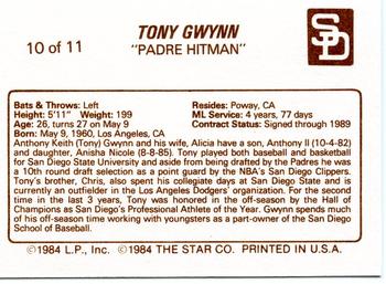 1988 Star Tony Gwynn #10 Tony Gwynn Back