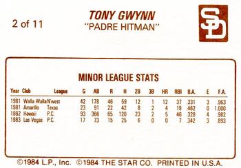 1988 Star Tony Gwynn #2 Tony Gwynn Back
