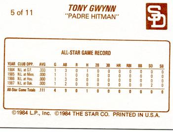 1988 Star Tony Gwynn #5 Tony Gwynn Back