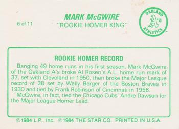 1988 Star Mark McGwire (Green) #6 Mark McGwire Back