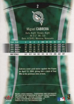 2005 Fleer Patchworks #2 Miguel Cabrera Back