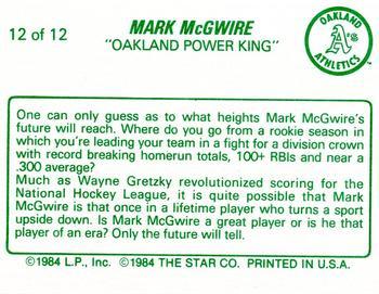 1988 Star Mark McGwire (Yellow) #12 Mark McGwire  Back