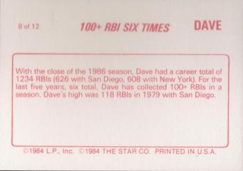 1988 Star Dave Winfield #8 Dave Winfield Back